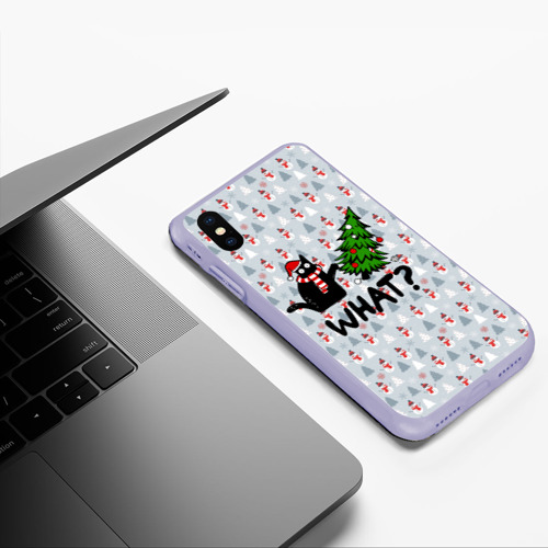 Чехол для iPhone XS Max матовый What cat christmas, цвет светло-сиреневый - фото 5