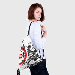 Рюкзак с принтом Ghost of Tsushima Самурай для любого человека, вид спереди №4. Цвет основы: белый