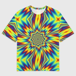 Женская футболка oversize 3D Пульсирующий Огненный Цветок