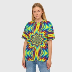 Женская футболка oversize 3D Пульсирующий Огненный Цветок - фото 2