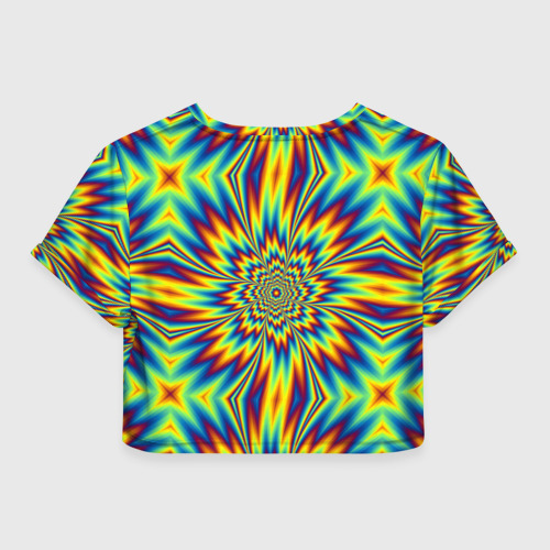 Женская футболка Crop-top 3D Пульсирующий Огненный Цветок, цвет 3D печать - фото 2