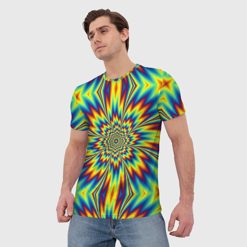 Мужская футболка 3D Пульсирующий Огненный Цветок, цвет 3D печать - фото 3