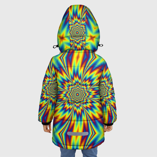 Зимняя куртка для девочек 3D Пульсирующий Огненный Цветок, цвет черный - фото 4