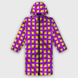 Мужской дождевик 3D Фиолетовый Фон с Желтыми Квадратами Иллюзия Движения
