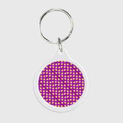 Брелок круглый Фиолетовый Фон с Желтыми Квадратами Иллюзия Движения