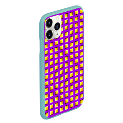 Чехол для iPhone 11 Pro Max матовый Фиолетовый Фон с Желтыми Квадратами (Иллюзия Движения) - фото 2