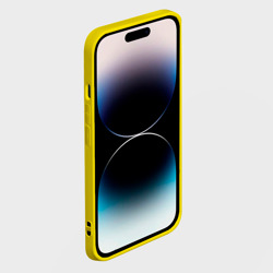 Чехол для iPhone 14 Pro Фиолетовый Фон с Желтыми Квадратами Иллюзия Движения - фото 2