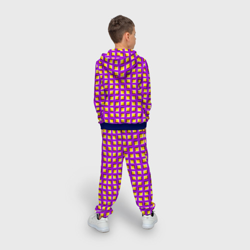 Детский костюм 3D Фиолетовый Фон с Желтыми Квадратами Иллюзия Движения, цвет синий - фото 4