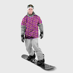 Накидка на куртку 3D Фиолетовый Фон с Желтыми Квадратами Иллюзия Движения - фото 2