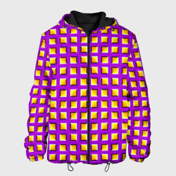 Мужская куртка 3D Фиолетовый Фон с Желтыми Квадратами Иллюзия Движения