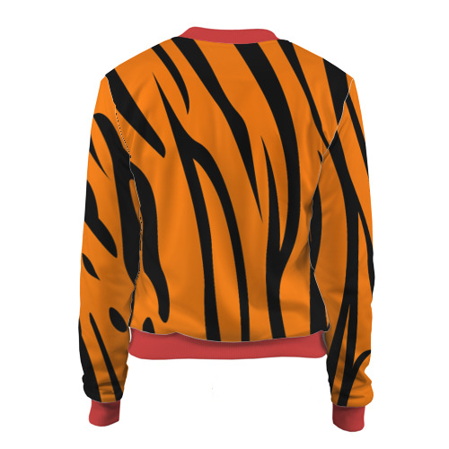 Женский бомбер 3D Текстура тигра/tiger, цвет красный - фото 2