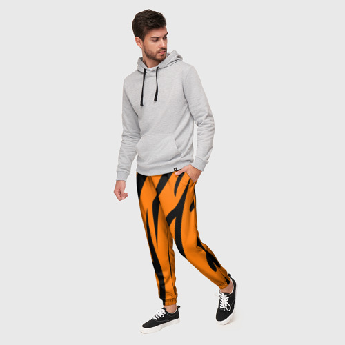 Мужские брюки 3D с принтом Текстура тигра/tiger, фото на моделе #1