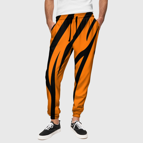 Мужские брюки 3D с принтом Текстура тигра/tiger, вид сбоку #3