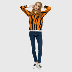 Свитшот с принтом Текстура тигра/tiger для женщины, вид на модели спереди №3. Цвет основы: белый