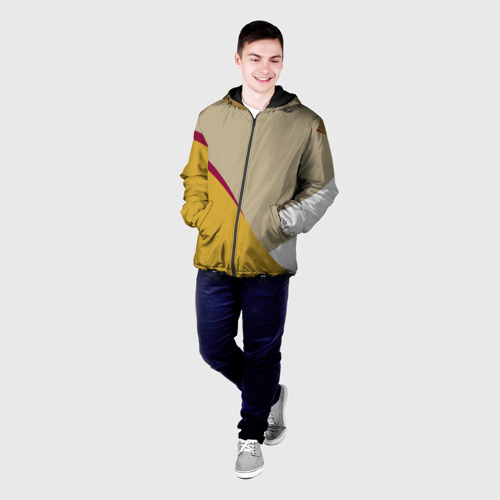 Мужская куртка 3D с принтом Линии На бежевом Фоне, фото на моделе #1