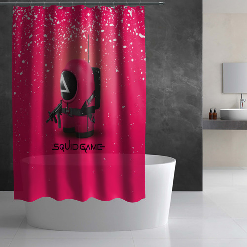 Штора 3D для ванной Among Us x Squid Game - фото 2