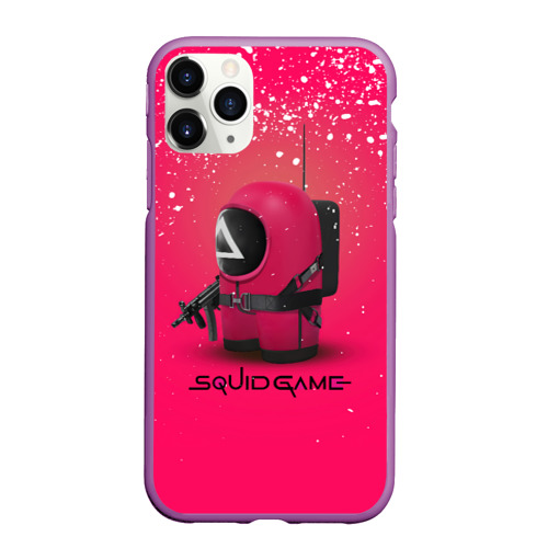 Чехол для iPhone 11 Pro Max матовый Among Us x Squid Game, цвет фиолетовый