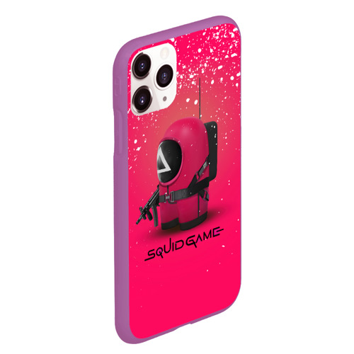 Чехол для iPhone 11 Pro Max матовый Among Us x Squid Game, цвет фиолетовый - фото 3