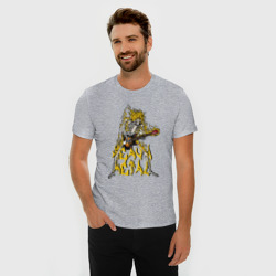 Мужская футболка хлопок Slim Горящий скелет гитарист - Еее рок мем - фото 2