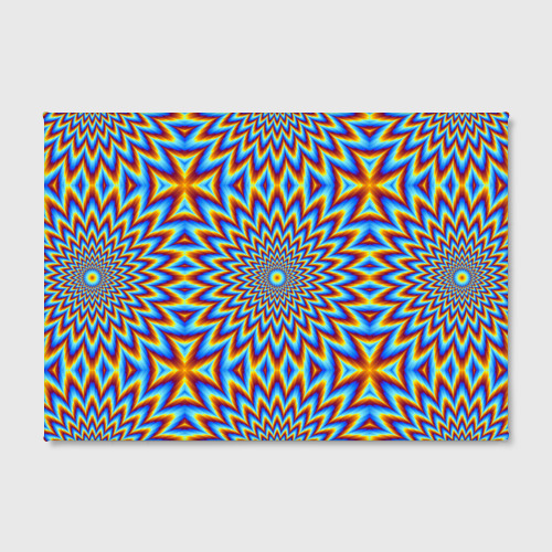Холст прямоугольный Пульсирующий синий цветок иллюзия движения, цвет 3D печать - фото 2