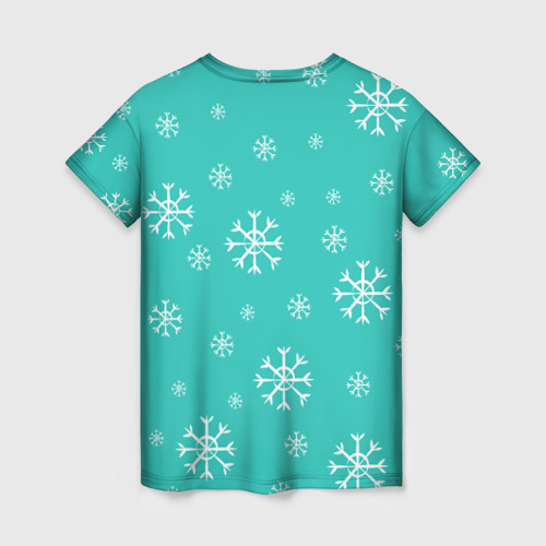 Женская футболка 3D с принтом Мишка и рождество, вид сзади #1