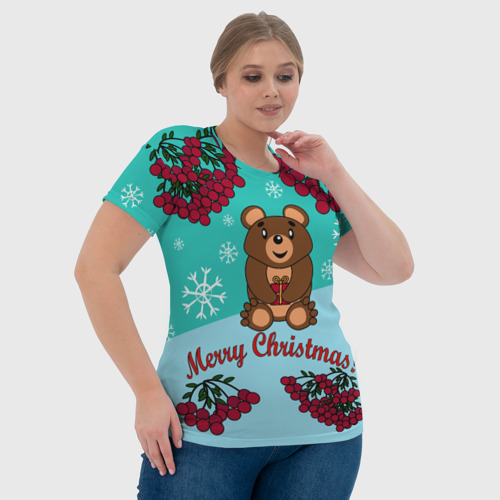 Женская футболка 3D с принтом Мишка и рождество, фото #4