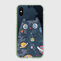 Чехол для iPhone XS Max матовый Космический кот в планетах