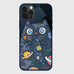 Чехол для iPhone 12 Pro Космический кот в планетах