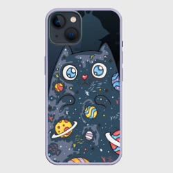 Чехол для iPhone 14 Космический кот в планетах