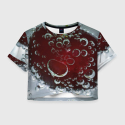 Женская футболка Crop-top 3D Сочная вишня под водой