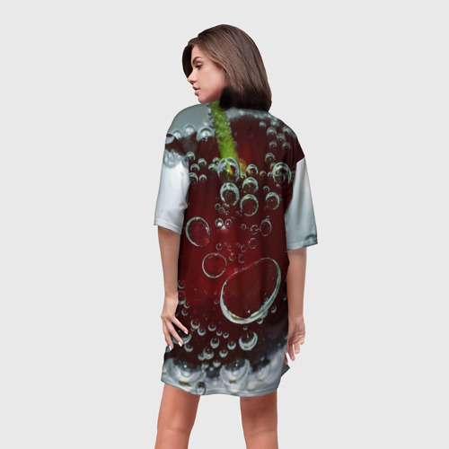 Платье-футболка 3D Сочная вишня под водой, цвет 3D печать - фото 4