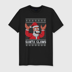 Мужская футболка хлопок Slim Зойдберг Клаус, Santa Claws Футурама