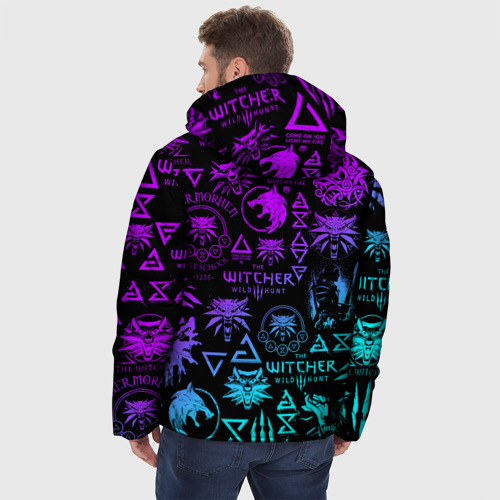 Мужская зимняя куртка 3D Ведьмак логобомбинг неон, цвет черный - фото 4