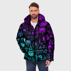 Мужская зимняя куртка 3D Ведьмак логобомбинг неон - фото 2