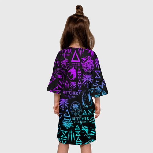 Детское платье 3D Ведьмак логобомбинг неон, цвет 3D печать - фото 5