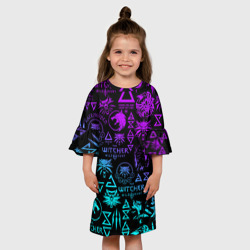 Детское платье 3D Ведьмак логобомбинг неон - фото 2