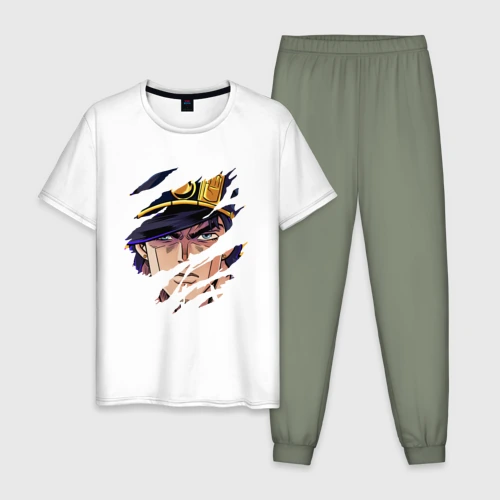 Мужская пижама с белой футболкой хлопок JoJo`s Bizarre Adventure, главный герой