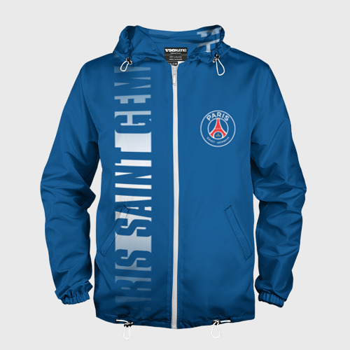 Мужская ветровка 3D PSG Paris Saint Germain white line sport, цвет белый