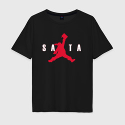 Мужская футболка хлопок Oversize Санта в прыжке