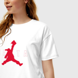 Женская футболка хлопок Oversize Санта в прыжке - фото 2