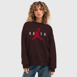 Женский свитшот oversize без начеса хлопок Санта в прыжке - фото 2