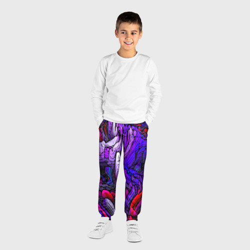 Детские брюки 3D Фиолетовый узор неон.., цвет 3D печать - фото 4
