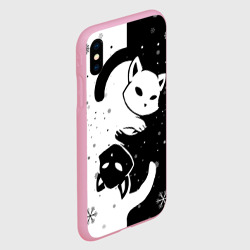 Чехол для iPhone XS Max матовый Новогодние два кота кувыркаются - фото 2
