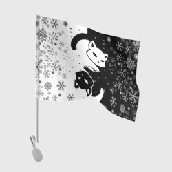 Флаг для автомобиля Новогодние два кота кувыркаются