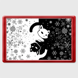 Магнит 45*70 Новогодние два кота кувыркаются