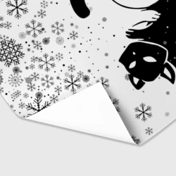 Бумага для упаковки 3D Новогодние два кота Инь и ян black and white со снежинками - фото 2