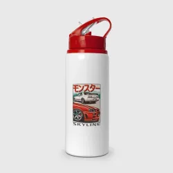 Бутылка для воды с трубочкой Nissan Skyline Ниссан Скайлайн