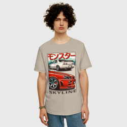 Мужская футболка хлопок Oversize Nissan Skyline Ниссан Скайлайн - фото 2