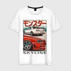 Мужская футболка хлопок Nissan Skyline Ниссан Скайлайн