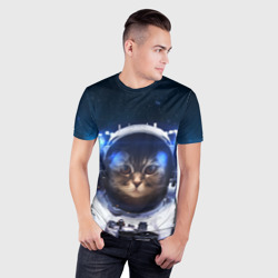 Мужская футболка 3D Slim Котик в космосе cat IN space - фото 2